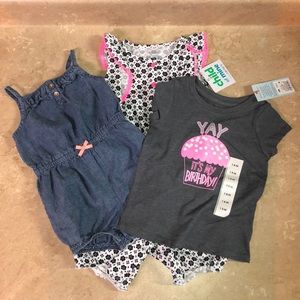 Baby Girls Lot / 18 months / 2 Rompers / 1 tee